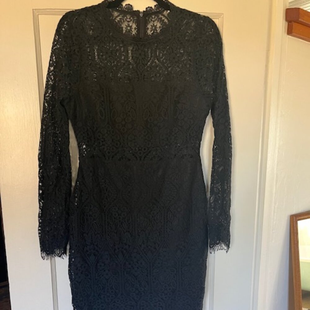 Lulu's Black Lace Long Sleeve Dress